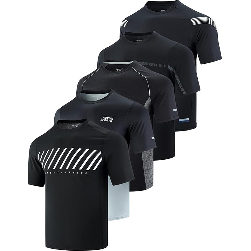 5 Pack Men’s Active Quick Dry Crew Neck T Shirts