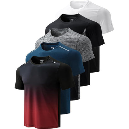 5 Pack Men’s Active Quick Dry Crew Neck T Shirts